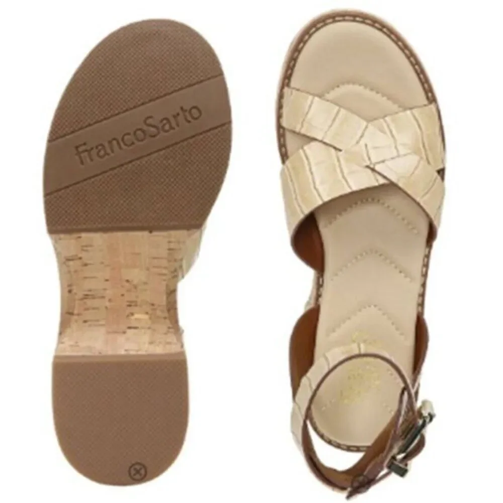 FRANCO SARTO Embossed Leather Platform‎ Sandal
